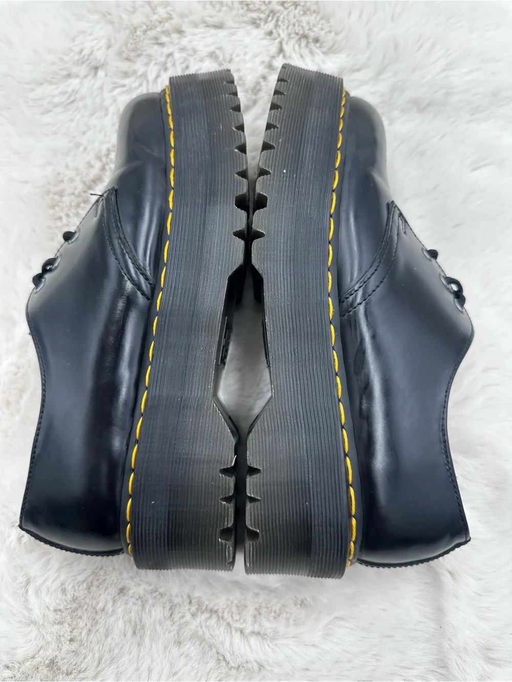 Dr. Martens 1461 Quad Platform Black Smooth Leather Shoes Mens Size 8